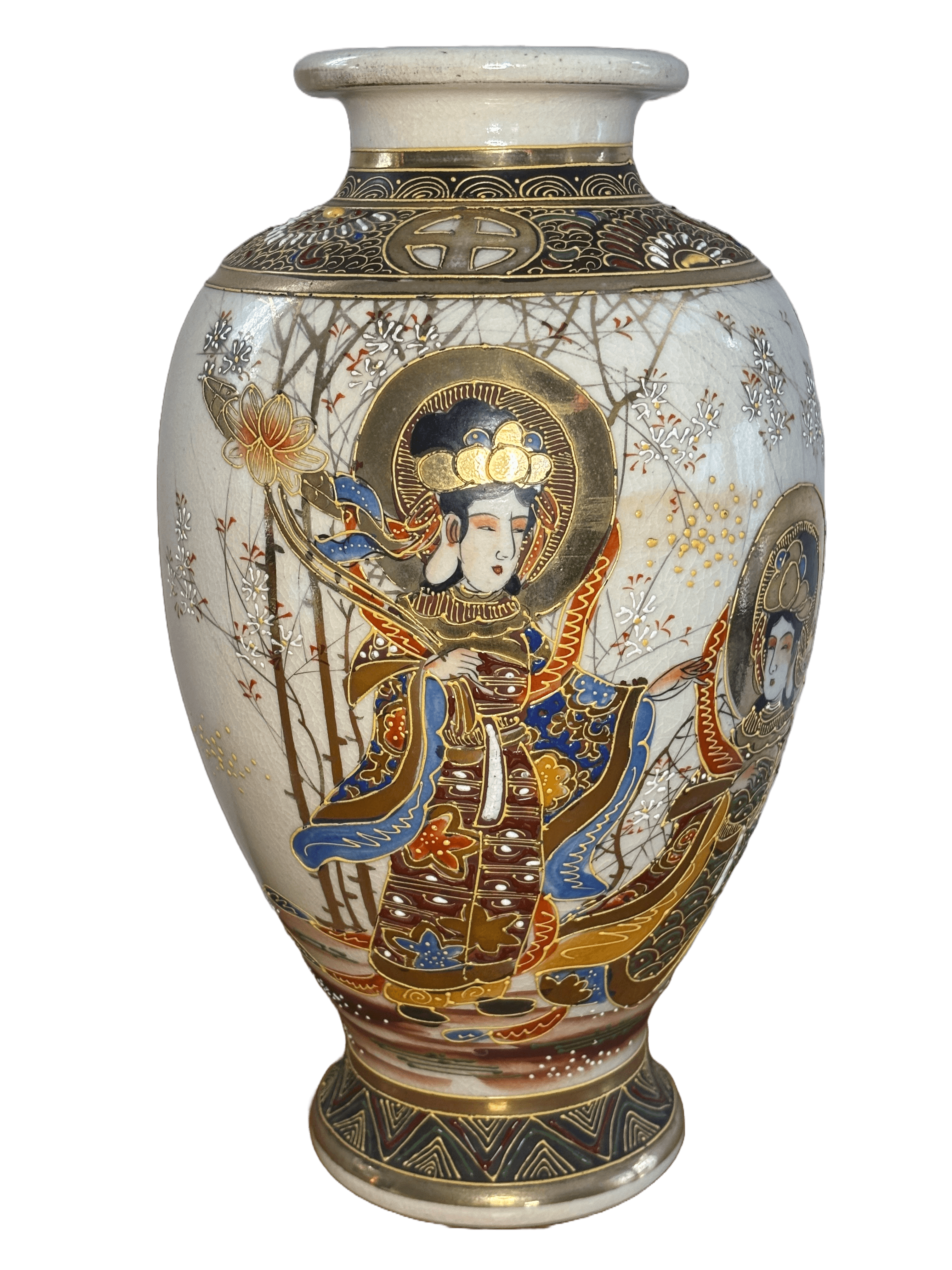 Japanese Satsuma-style Baluster Vase with Figural Decoration