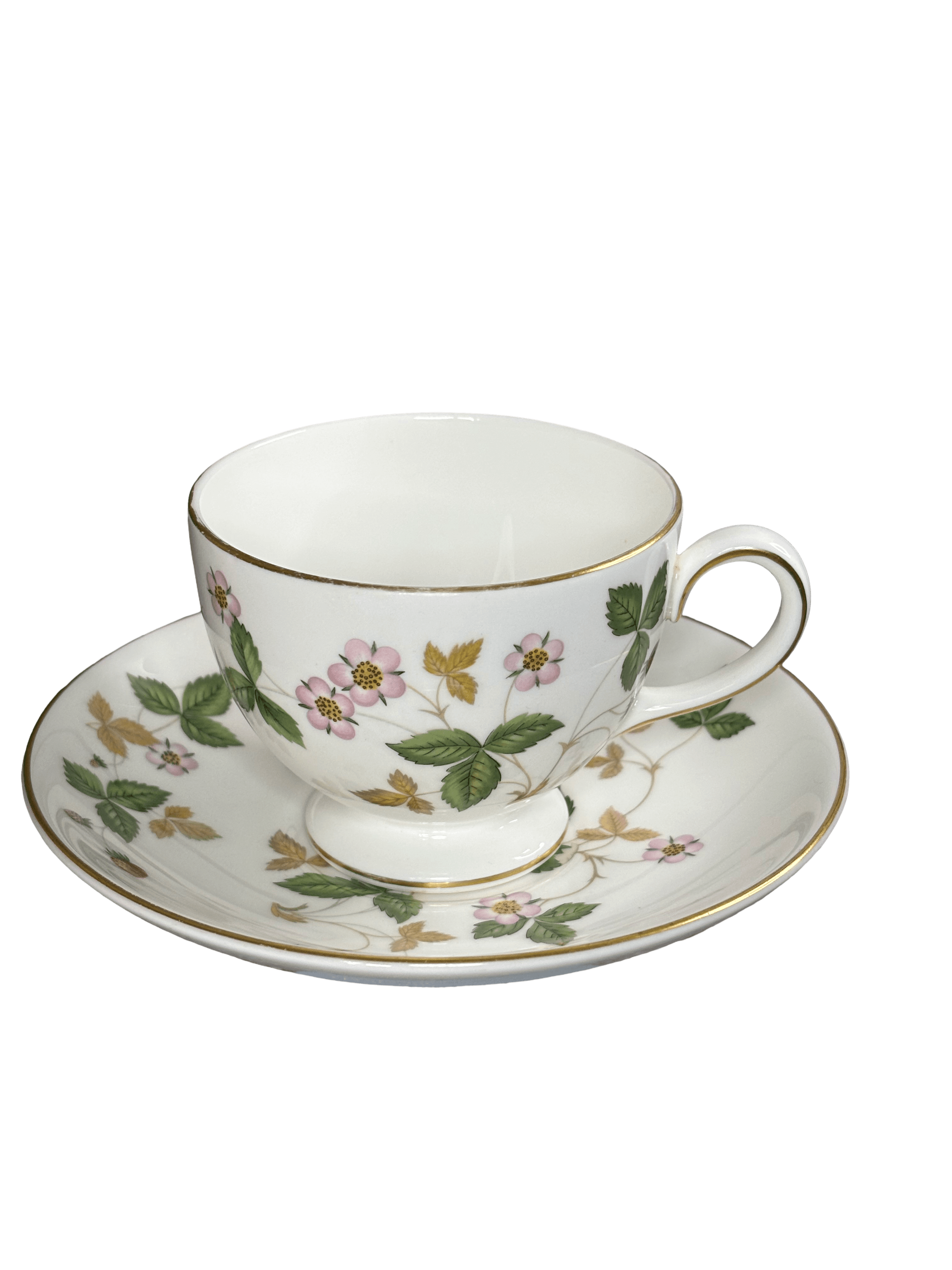 Wedgwood Bone China Tea Cup and Saucer in the Wild Strawberry Pattern